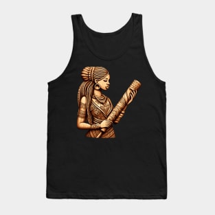 Afrocentric Woman Wooden Carving Tank Top